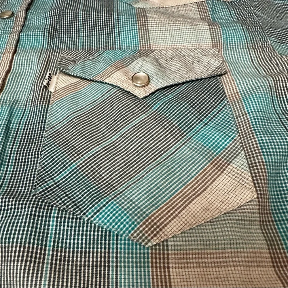 Levi's Blue and Gray Casual Pearl Snap Button Down Shirt Western Cowboy Framer